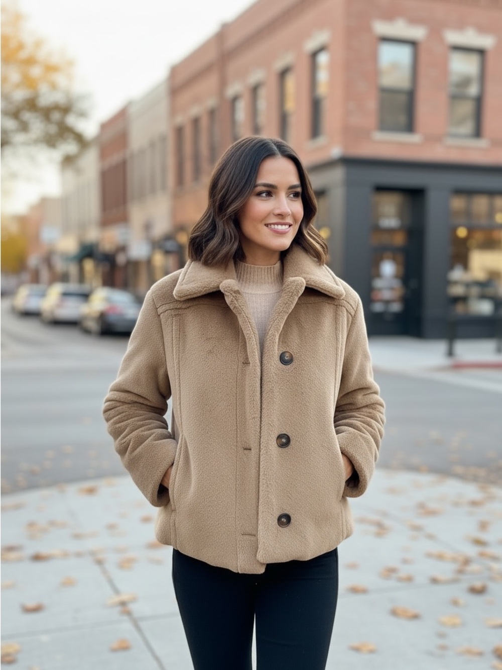 Vince Faux Fur Camel Oversized Collar Jacket Size Small